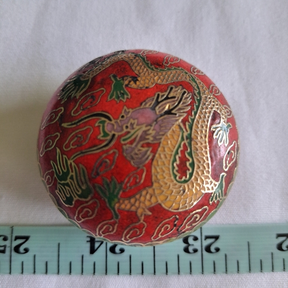Vintage Cloisonne Dragon Trinket Pill Box - Picture 2 of 10